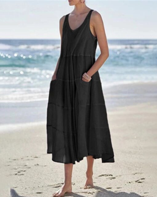 Sleeveless Long Dress Ladies Holiday Sundress - Image 4