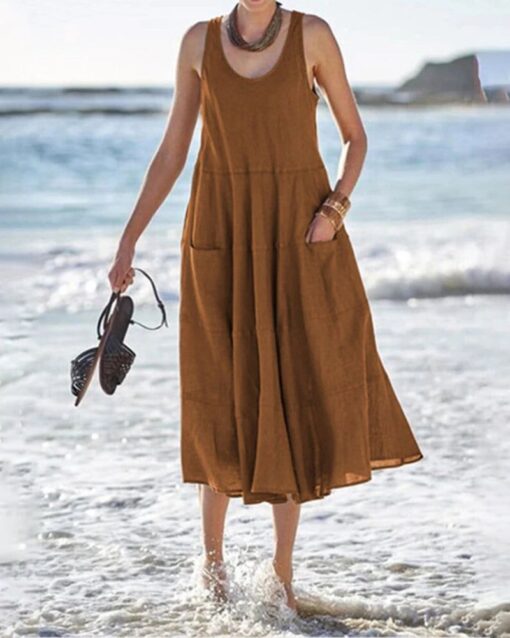 Sleeveless Long Dress Ladies Holiday Sundress - Image 2