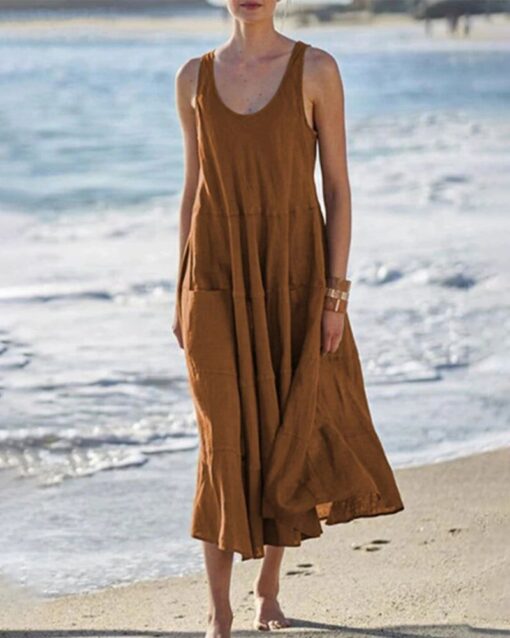 Sleeveless Long Dress Ladies Holiday Sundress - Image 10