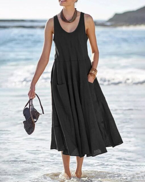 Sleeveless Long Dress Ladies Holiday Sundress - Image 6