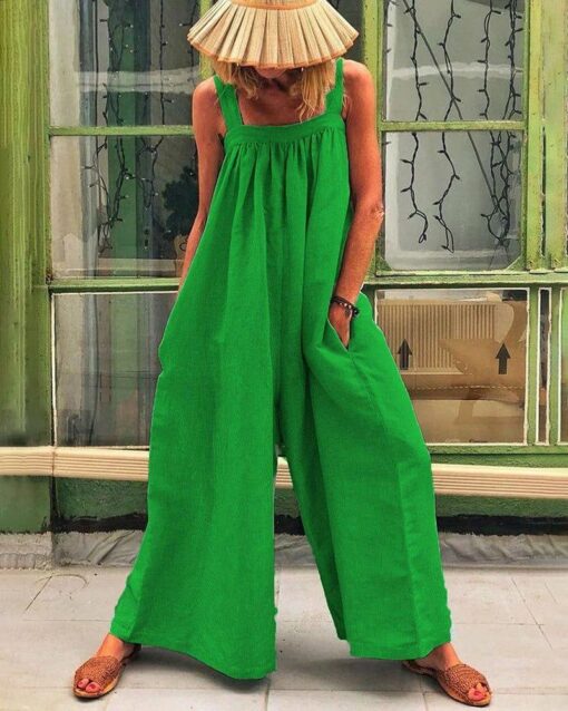 Sleeveless Playsuit Chic Backless Bodysuit Wide Leg Pants Casual Holiday Party Beach Jumpsuit - Image 4