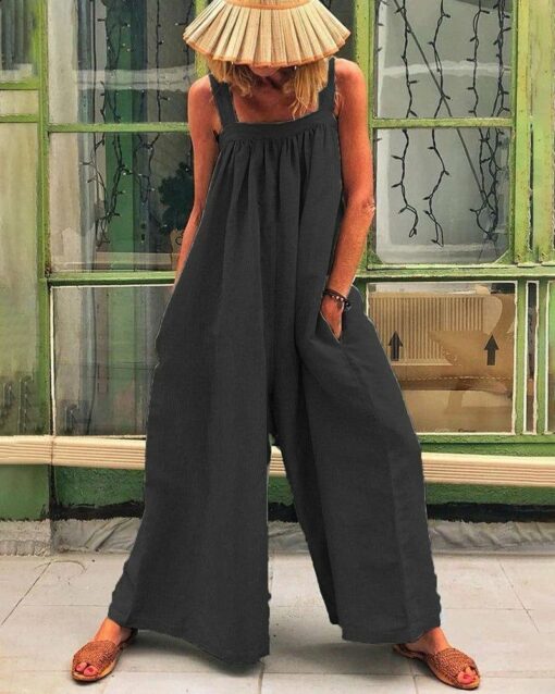 Sleeveless Playsuit Chic Backless Bodysuit Wide Leg Pants Casual Holiday Party Beach Jumpsuit - Image 7