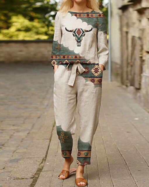 Two Piece Outfits Long Sleeve Crewneck Pullover Tops and Long Pants Solid Casual Tracksuit - Image 3