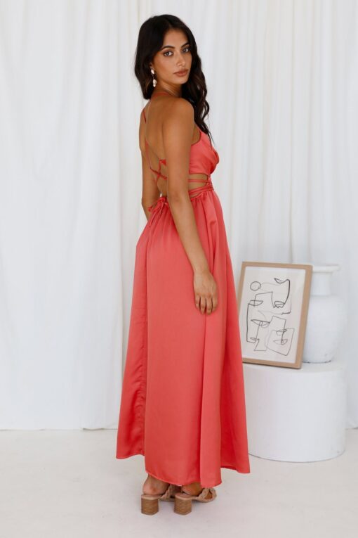 V Neck Open Back Suspender Slit Maxi Dresses - Image 8