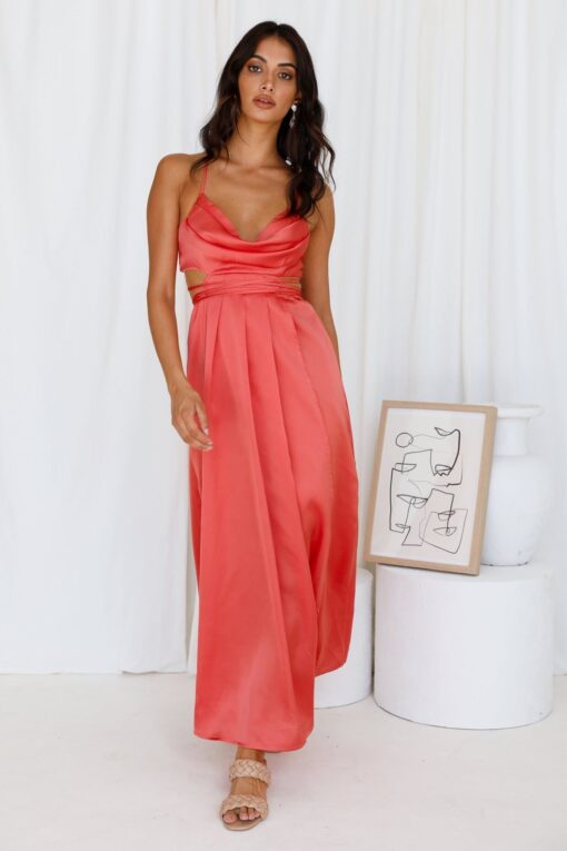 V Neck Open Back Suspender Slit Maxi Dresses - Image 13