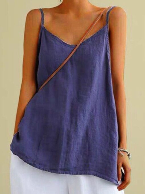 Ladies Cotton Linen Loose Casual Camisole