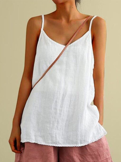 Ladies Cotton Linen Loose Casual Camisole - Image 5