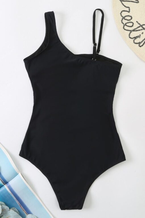 Patchwork Mesh One Shoulder Sleeveless One-Piece Bikini Swimsuit - Image 15