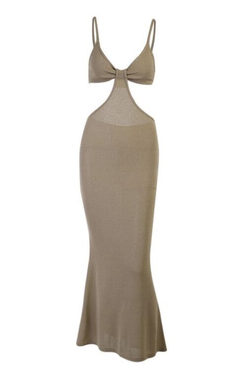 Knitted V Neck Cutout Maxi Sundress - Image 22