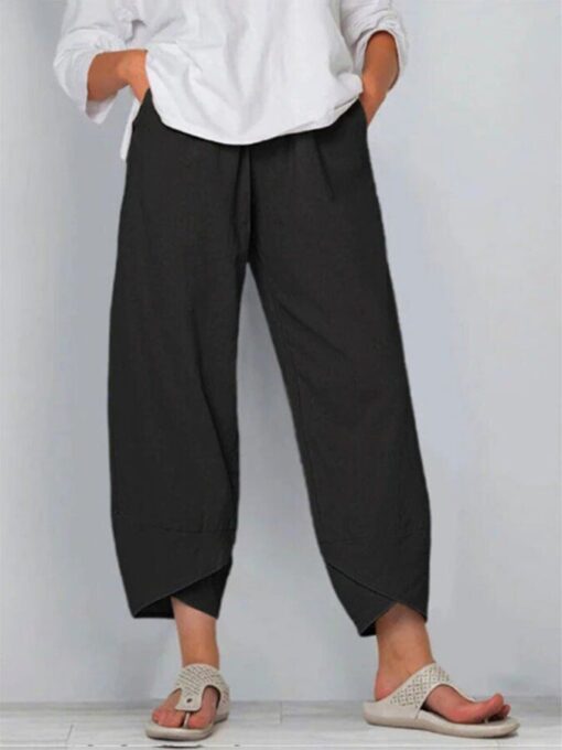 Casual Solid Color Split Trousers - Image 5