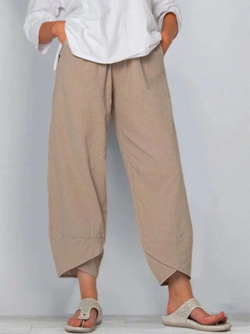 Casual Solid Color Split Trousers - Image 6