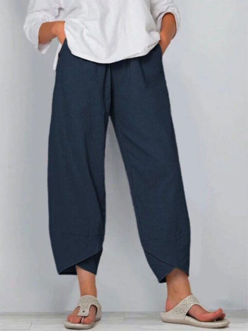 Casual Solid Color Split Trousers - Image 3