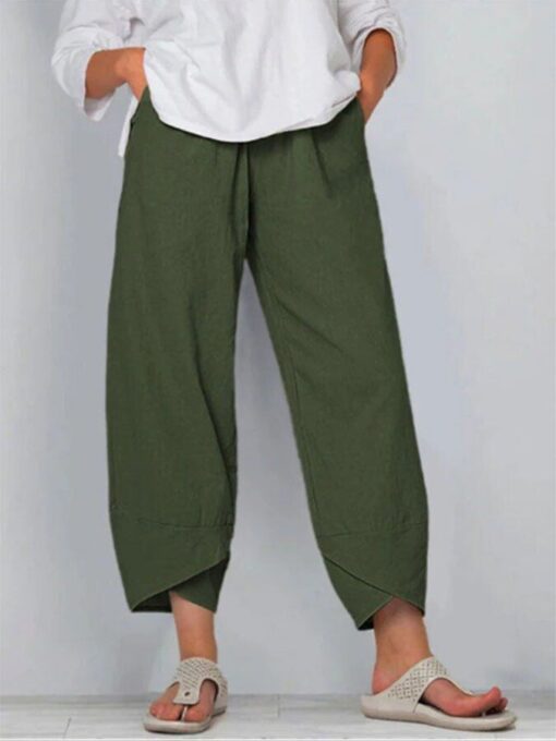 Casual Solid Color Split Trousers