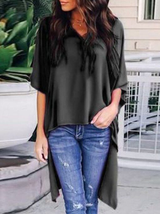 Chic Elegant Irregular V-Neck Top - Image 3