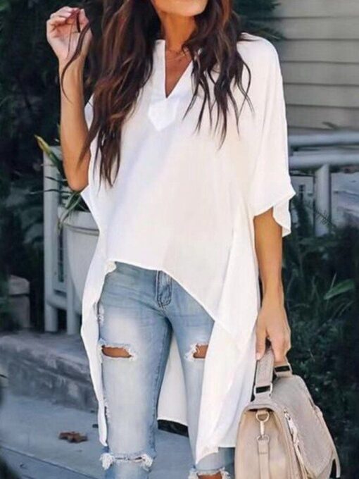 Chic Elegant Irregular V-Neck Top - Image 4