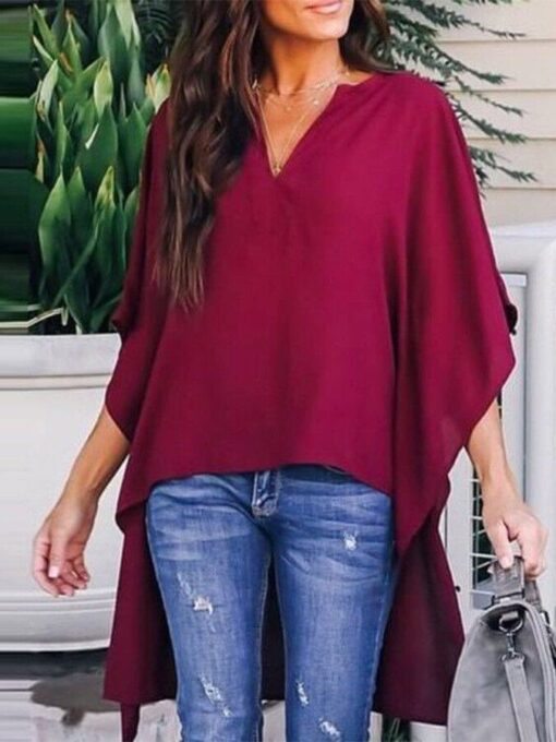 Chic Elegant Irregular V-Neck Top - Image 2