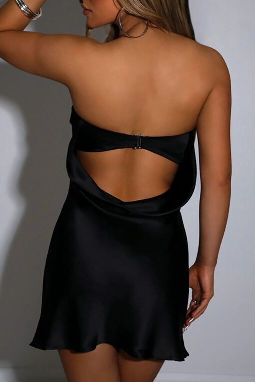 Backless Tube Satin Birthday Party Mini Dresses - Image 7