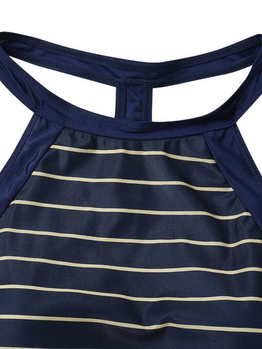 Halter Striped Tankini Set - Image 7