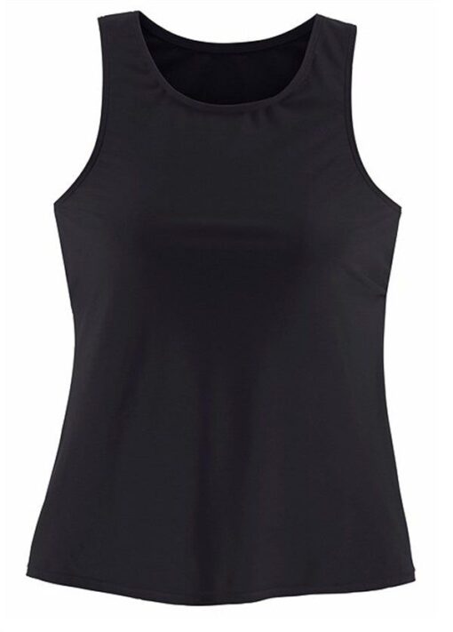 Black Basic Pure Color Tankini Set - Image 2