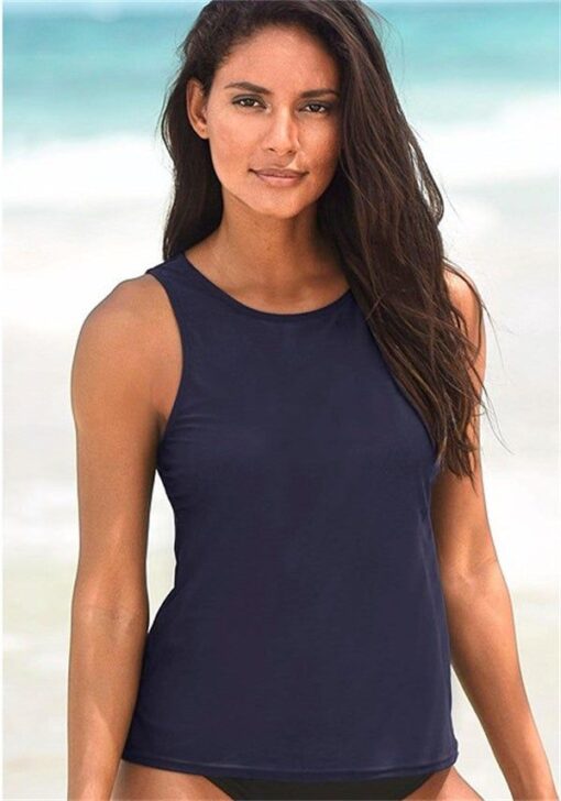 Black Basic Pure Color Tankini Set - Image 3