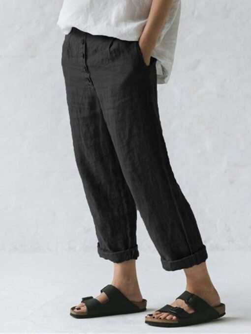 Casual Cotton And Linen Trousers - Image 2