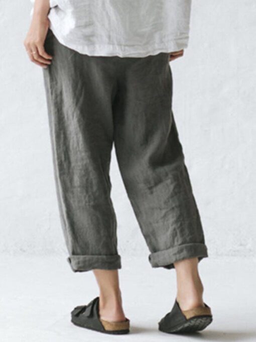 Casual Cotton And Linen Trousers - Image 3