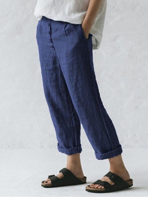 Casual Cotton And Linen Trousers