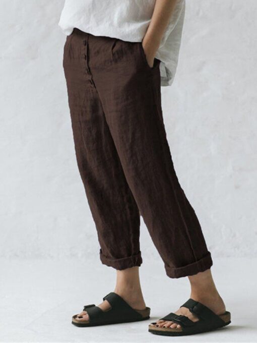 Casual Cotton And Linen Trousers - Image 4