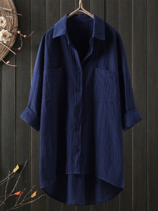 Casual Loose Solid Color Blouse - Image 10