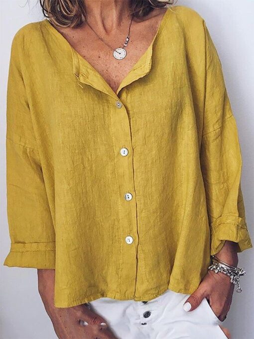 Casual Solid Color Blouse - Image 10