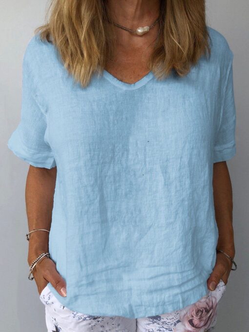 Women's Pure Color Casual Cotton Shirt - Image 7