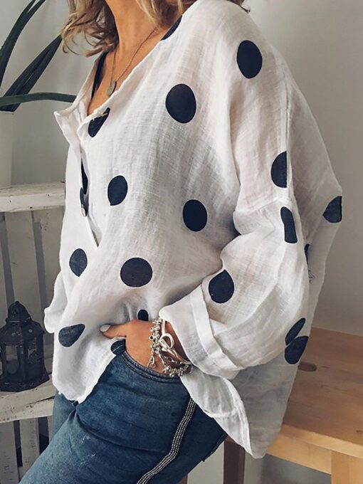 BUTTONED LONG SLEEVE CASUAL BLOUSE - Image 3