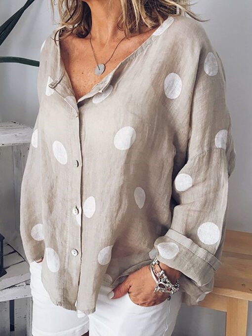 BUTTONED LONG SLEEVE CASUAL BLOUSE - Image 6