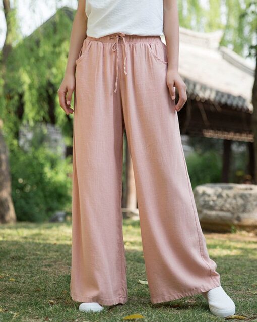 Wide Leg Pants Casual Drawstring Lounge Palazzo Loose Trousers - Image 2