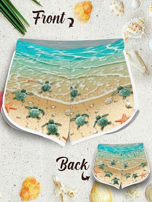 Women's Seaside Turtle Print Swim Shorts