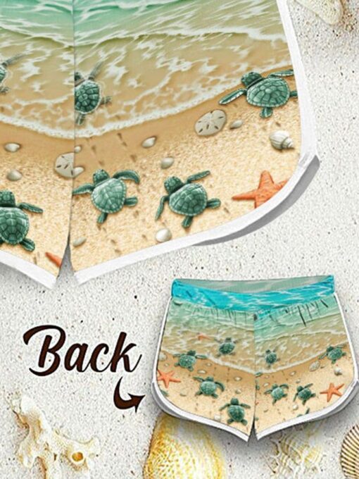 Women's Seaside Turtle Print Swim Shorts - Image 2