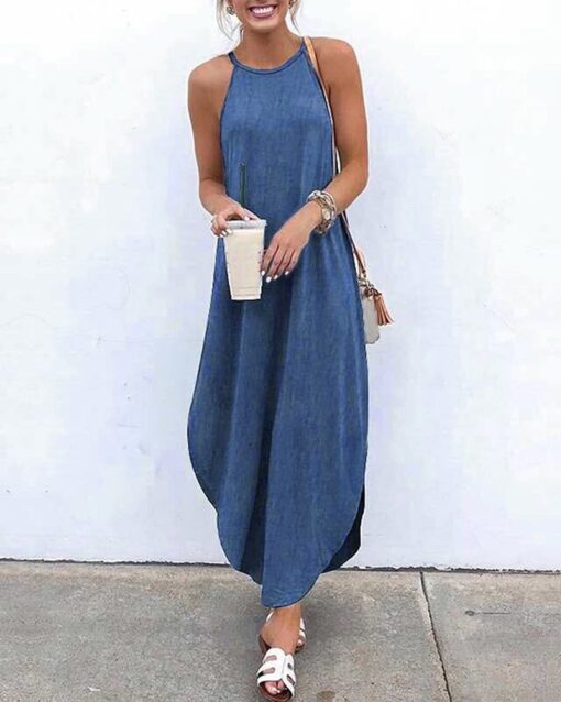 Hanging Neck Sleeveless Dress - Image 2