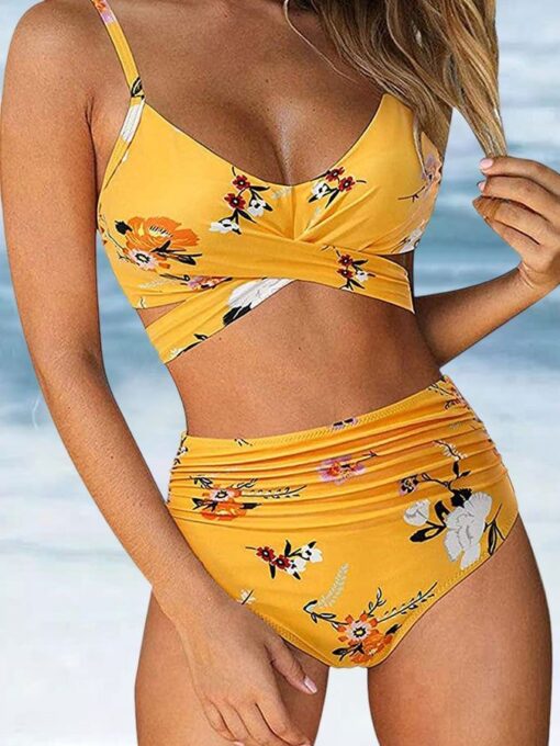 Two-piece cross high waist split swimsuit - Image 2