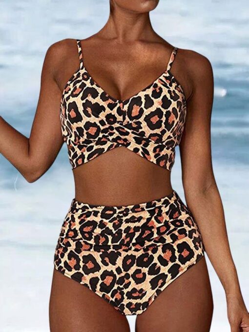 Two-piece cross high waist split swimsuit - Image 4