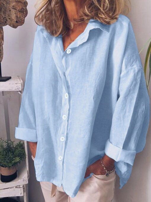 Loose Cotton and linen Blouse - Image 2