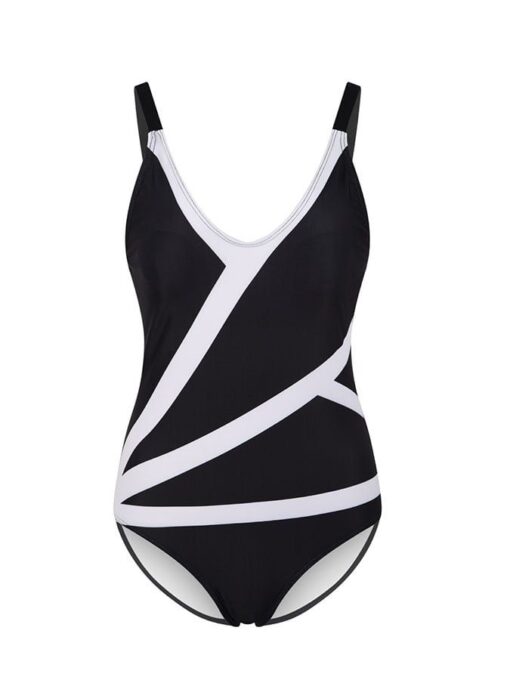 Casual V-Neck One Piece Swimsuit - Image 2