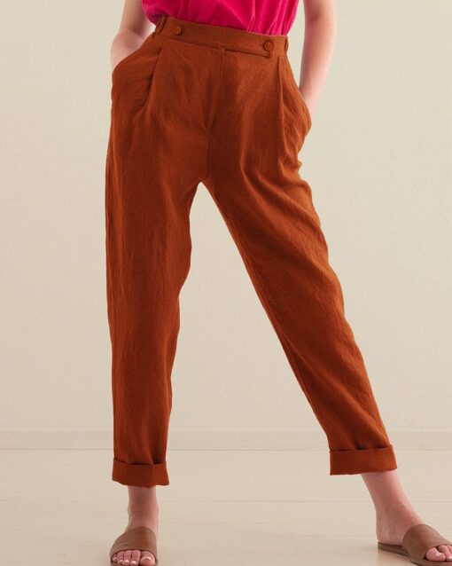 Trousers Elegant Classic High Waist Trousers with Pockets - Image 4