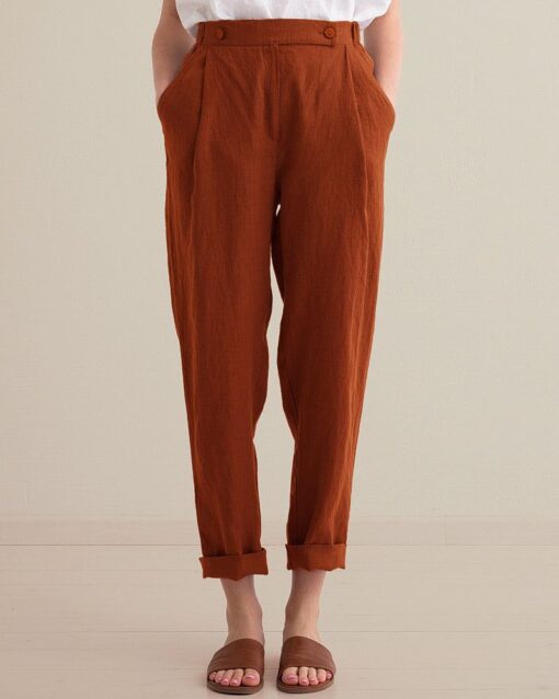 Trousers Elegant Classic High Waist Trousers with Pockets - Image 3