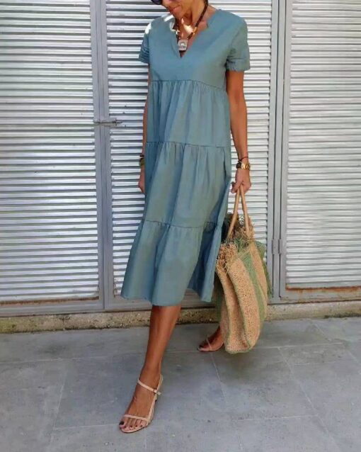 V-neck Bohemian Midi Dress