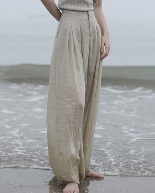 High Waist Drape Wide Leg Pants - Image 4