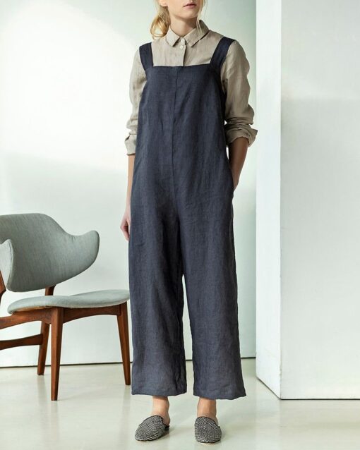 Hidden Zipper Overalls Jumpsuits