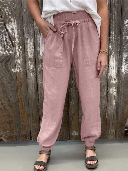 Ladies casual cotton and linen loose slacks - Image 4