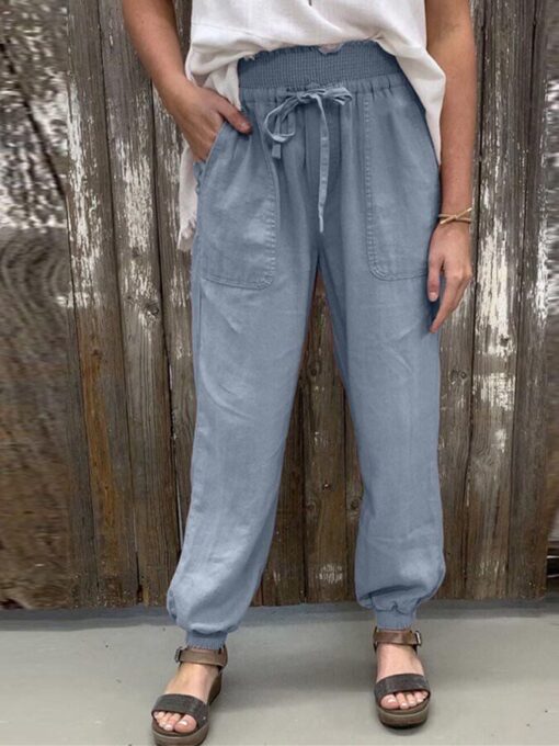 Ladies casual cotton and linen loose slacks - Image 7