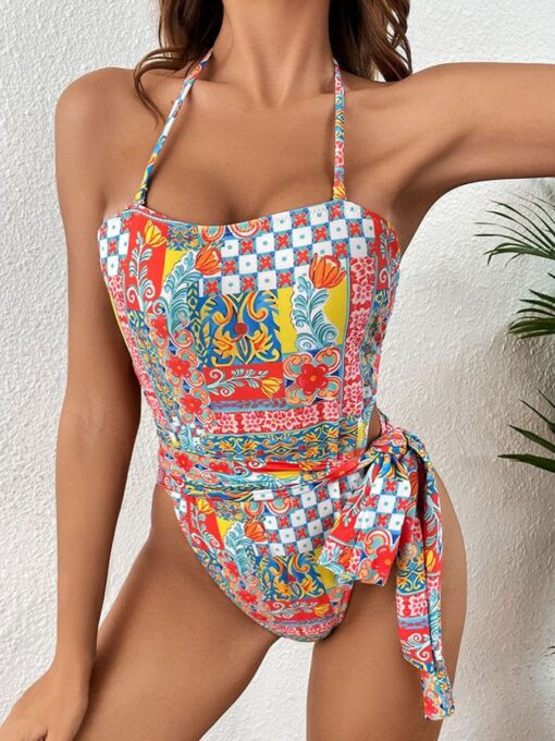 One-piece bikini retro bohemian ethnic sexy swimsuit - Image 2