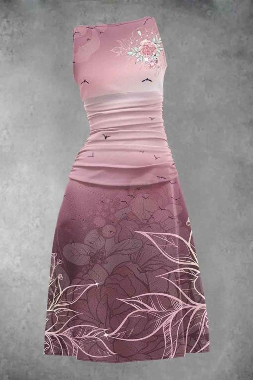 Women's Floral Art Design Midi Dress - Image 2